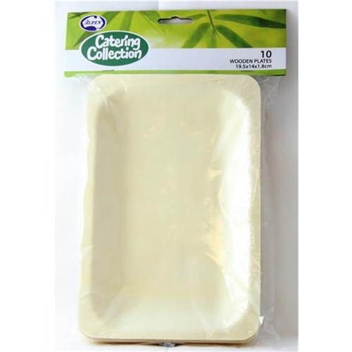 Aspen Wooden Plates 19.5x14x1.8cm Pack of 10